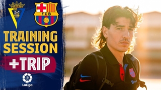 آخرین تمرین بارسلونا قبل از بازی با کادیز + سفر بازیکنان به کادیز