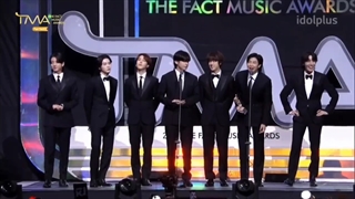 کات اعلام برد و دریافت جایزه‌ی "Global FANNSTAR" توسط بی‌تی‌اس‌ در مراسم The Fact Music Awards