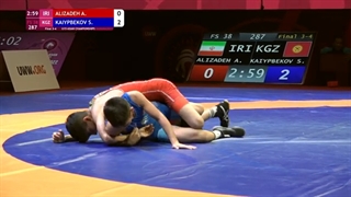 BRONZE FS - 38 kg: A. ALIZADEH (IRI) v. S. KAIYPBEKOV (KGZ)