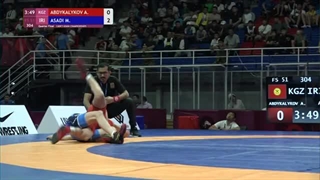 1/4 FS - 51 kg: A. ABDYKALYKOV (KGZ) v. M. ASADI (IRI)