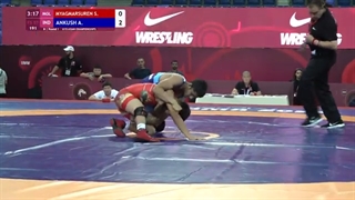 Round 1 FS - 57 kg: S. MYAGMARSUREN (MGL) v. A. ANKUSH (IND)