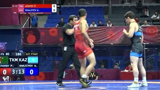 1/2 FS - 80 kg: P. ATAYEV (TKM) v. A. KHAJIYEV (KAZ)