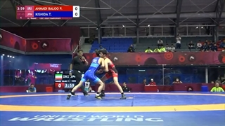 Round 1 GR - 45 kg: P. AHMADI BALOO (IRI) v. T. KISHIDA (JPN)