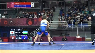 Round 2 GR - 45 kg: T. KISHIDA (JPN) v. S. RUZIOKHUNOV (UZB)