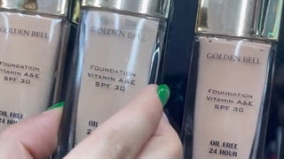 تست رنگ کرم پودر پمپی گلدن بل