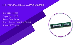 رم سرور اچ پی ایHP 16GB Dual Rank x4 PC3L-10600R  با پارت نامبر 627812-B21