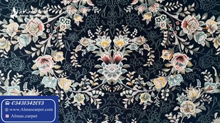 فرش الماس کویر کلکسیون اشرافی ، کد1593  سورمه ای