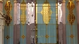 درب لابی طرح دار شیشه ای