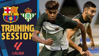 آخرین تمرین بارسلونا قبل از بازی با رئال بتیس