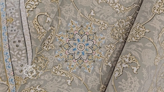 فرش 1200شانه گل برجسته، طرح اسلیمی ترمه ای کلکسیون هلن کد004